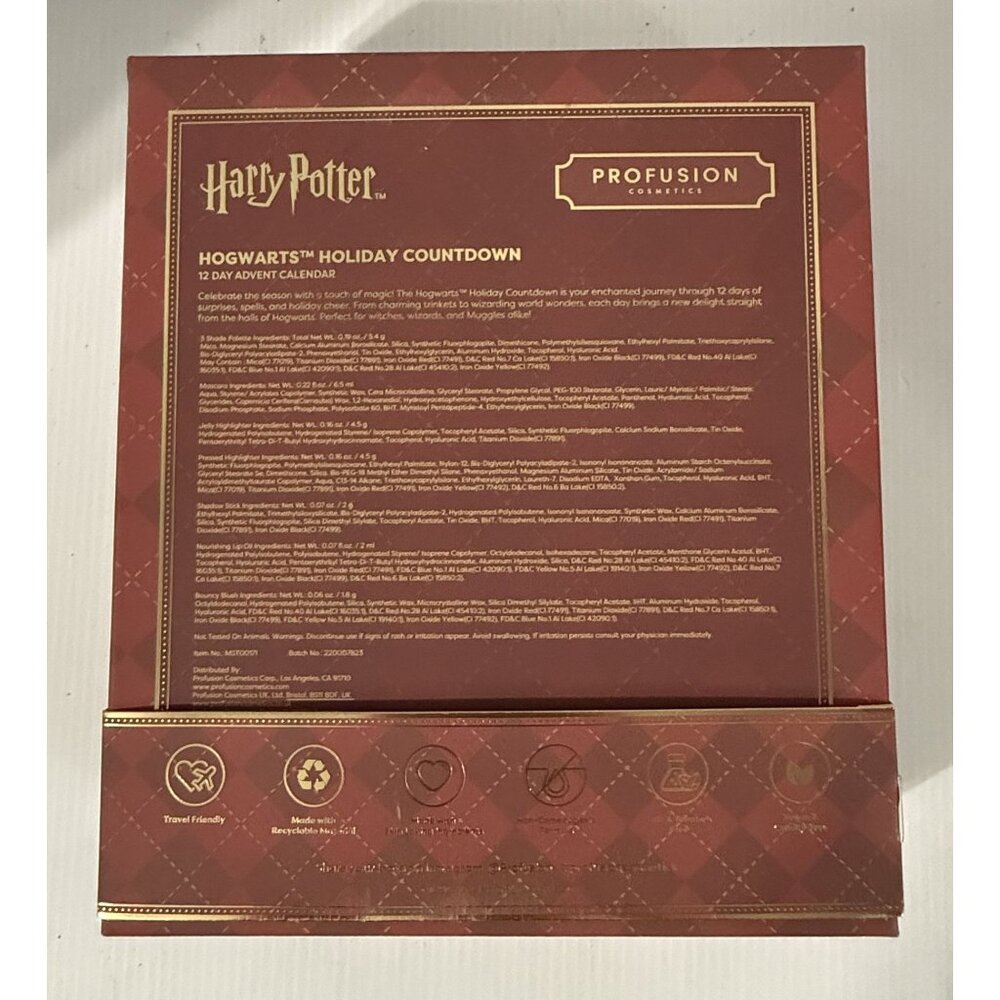 Harry Potter Hogwarts Holiday Countdown 12-Day Adv Calendar Profusion Cosmetics - Picture 2 of 6